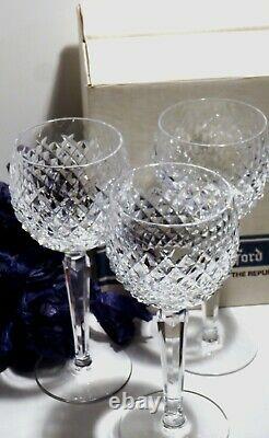 6 Vintage Waterford Crystal Alana Wine Hock Glasses Made In Ireland In Box