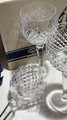 6 Vintage Waterford Crystal Alana Wine Hock Glasses Made In Ireland In Box
