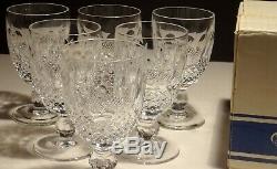 6 Vintage Waterford Crystal Colleen Claret Wine Glasses In Box