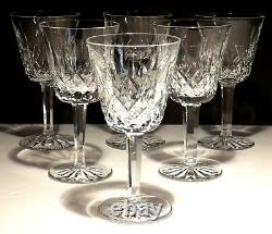 6 Vintage Waterford Crystal Lismore Claret Wine Glasses 5 7/8 Made In Ireland