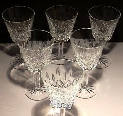 6 Vintage Waterford Crystal Lismore Claret Wine Glasses 5 7/8 Made In Ireland