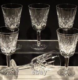 6 Vintage Waterford Crystal Lismore White Wine Glasses 5 1/2 Ireland