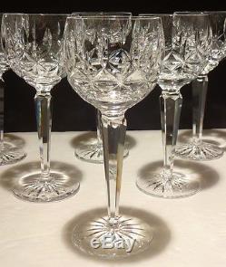 6 Vintage Waterford Rosslare Wine Hock Glasses 7 3/8 Mint