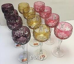 (6) Vtg. 1960's Beyer/Bleikristall Crystal Cut to Clear 7 3/4 Hock Wine Glasses