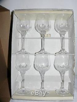 6 Vtg Bohemia Crystal Brighton Cut Lead Wine Glasses New in Box Czech Bohemian