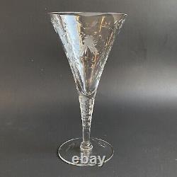 6 Vtg Elegant Glass 1930s CUT CRYSTAL Wine Goblets Water Cocktail Trumpet Flutes