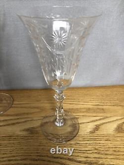 6 Vtg Glastonbury Lotus Hostess Pattern Water Wine Goblet Stems -Gorgeous -Rare