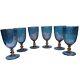 6 Vtg Murano Swirl Iridescent Blue Purple Art Glass Water Goblets Wine Glasses