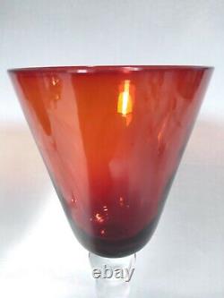 6 Wine Glasses Red Amberina Stemmed Bell 7.5