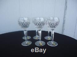 6 vintage waterford crystal tall wine glasses 19cm tall