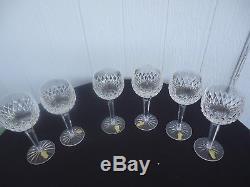 6 vintage waterford crystal tall wine glasses 19cm tall