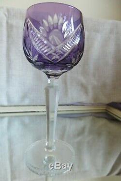 6 x Vintage BOHEMIAN HARLEQUIN OVERLAY HOCK WINE GLASSES Excellent Cond