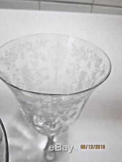 6pc Vintage Cambridge Depression Glass ROSE POINT 8.25 Water / Wine