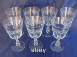 7 BRYCE Cut Etched Water Wine Goblets Glasses Lace Pattern Stem 942 Etch 515