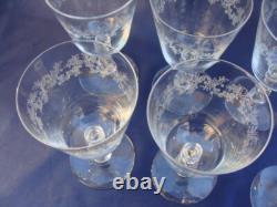 7 BRYCE Cut Etched Water Wine Goblets Glasses Lace Pattern Stem 942 Etch 515