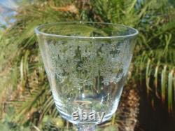 7 BRYCE Cut Etched Water Wine Goblets Glasses Lace Pattern Stem 942 Etch 515