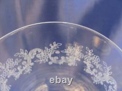 7 BRYCE Cut Etched Water Wine Goblets Glasses Lace Pattern Stem 942 Etch 515