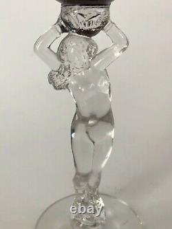 7 Cambridge Statuesque Nude Woman Stem #3011/7 Claret 7 5/8 Optic Mandarin Gold