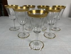 7 Gilt Trim Tall Wine Glasses from the Art Deco Period 6 oz