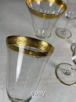 7 Gilt Trim Tall Wine Glasses from the Art Deco Period 6 oz