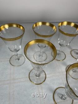 7 Gilt Trim Tall Wine Glasses from the Art Deco Period 6 oz