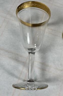 7 Gilt Trim Tall Wine Glasses from the Art Deco Period 6 oz
