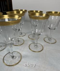 7 Gilt Trim Tall Wine Glasses from the Art Deco Period 6 oz