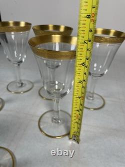 7 Gilt Trim Tall Wine Glasses from the Art Deco Period 6 oz