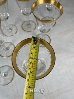 7 Gilt Trim Tall Wine Glasses from the Art Deco Period 6 oz