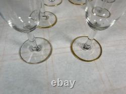 7 Gilt Trim Tall Wine Glasses from the Art Deco Period 6 oz