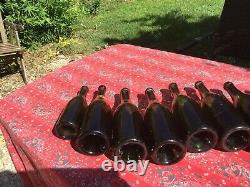 7 Lot FRENCH CHAMPAGNE BOTTLE 1800s Antique Sparkling Wine Green Hand Blown Made