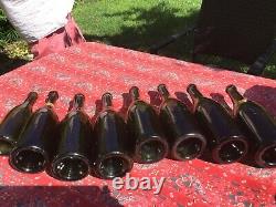 7 Lot FRENCH CHAMPAGNE BOTTLE 1800s Antique Sparkling Wine Green Hand Blown Made