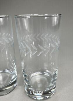 7 MCM Tall Water Glasses With Etched Design
