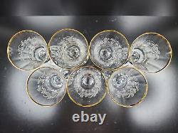 (7) Mikasa Antique Lace Wine Glasses Vintage Elegant White Floral Gold Trim Lot