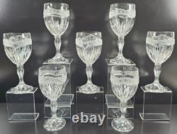 7 Oneida Southern Garden Wine Glasses Set Vintage Floral Frost Cut Stemware Lot