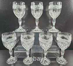 7 Oneida Southern Garden Wine Glasses Set Vintage Floral Frost Cut Stemware Lot
