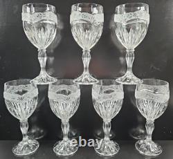 7 Oneida Southern Garden Wine Glasses Set Vintage Floral Frost Cut Stemware Lot