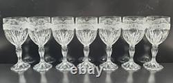 7 Oneida Southern Garden Wine Glasses Set Vintage Floral Frost Cut Stemware Lot