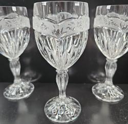 7 Oneida Southern Garden Wine Glasses Set Vintage Floral Frost Cut Stemware Lot