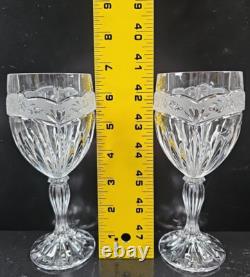 7 Oneida Southern Garden Wine Glasses Set Vintage Floral Frost Cut Stemware Lot