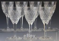 7 Pc Vintage ABP Cut Glass Faceted Stem Water Goblet Wine Glass Set