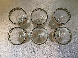 7 Pc Vtg Culver Valencia 2 Bottle Caddy 6 Stem 6 Oz Wine Goblets Green Diamond