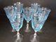 7 VINTAGE FOSTORIA NAVARRE BLUE ETCHED Large Claret WINE GLASS GOBLETS EUC