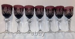 (7)- Vintage 51/2 GORHAM CRYSTAL AMETHYST Hock Wine Glasses