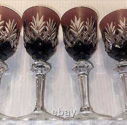 (7)- Vintage 51/2 GORHAM CRYSTAL AMETHYST Hock Wine Glasses