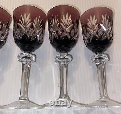 (7)- Vintage 51/2 GORHAM CRYSTAL AMETHYST Hock Wine Glasses