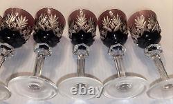 (7)- Vintage 51/2 GORHAM CRYSTAL AMETHYST Hock Wine Glasses