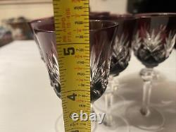 (7)- Vintage 51/2 GORHAM CRYSTAL AMETHYST Hock Wine Glasses