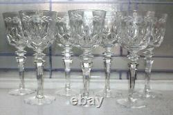 7 Vintage Elegant Cut Crystal Wine Glasses