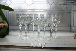 7 Vintage Elegant Cut Crystal Wine Glasses